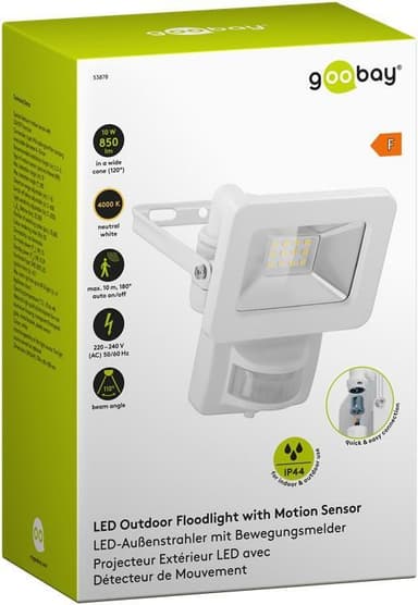 Goobay LED-kohdevalo ulkokäyttöön, 10 W, liiketunnistimella