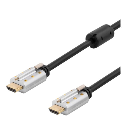 deltaco HDMI cable, lockable, HDMI High Speed with Ethernet, 1.5, bl