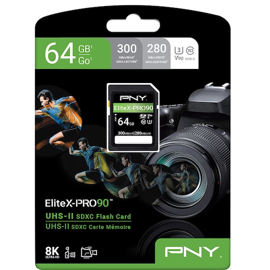 PNY 64 GB EliteX-PRO 90 Class 10 U3 V90 UHS-II SD Flash Memory Card