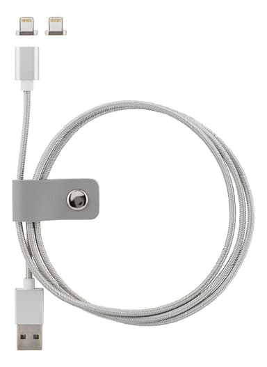 EPZI-magneettinen USB-synkronointi- / laturikaapeli, LightningConnector, USB 2.0.1m, hopea