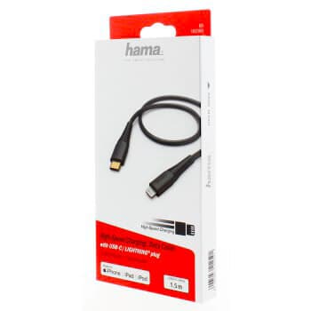 HAMA Latausjohto USB-C Lightning 1,5m Musta