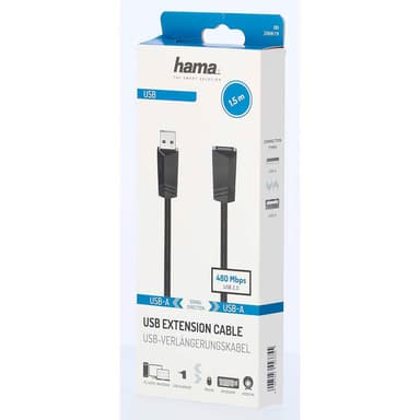 HAMA Cable USB 2.0 Extension 480 Mbit/s 1.5m Black