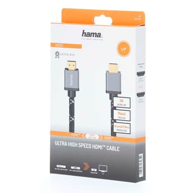 HAMA Cable HDMI Ultra High Speed 8K 48Gbit/s Metal 1.0m
