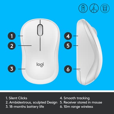 Logitech M220 Silent langaton hiiri (valkoinen)