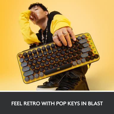 Logitech Pop Keys Wireless langaton näppäimistö (Blast Yellow)