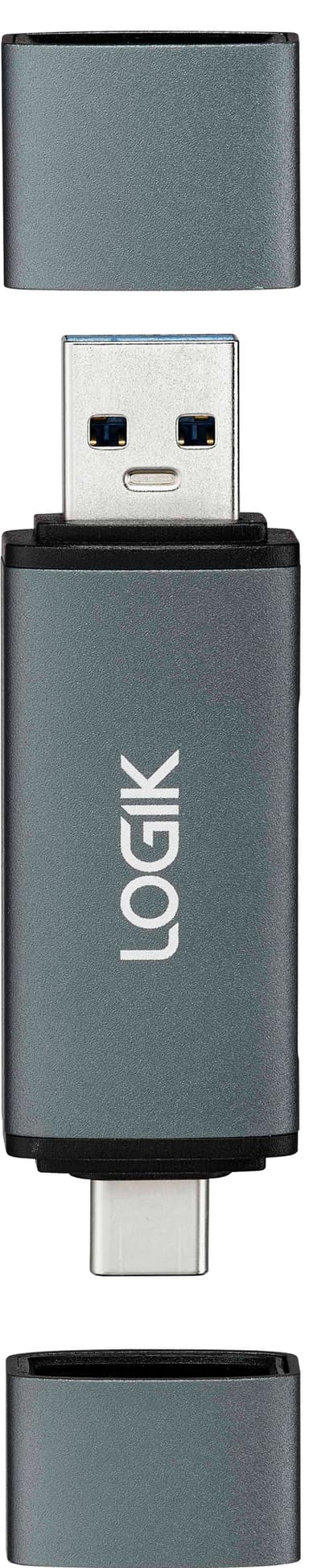 Logik 2-in-1 kaksiporttinen USB kortinlukija