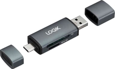 Logik 2-in-1 kaksiporttinen USB kortinlukija