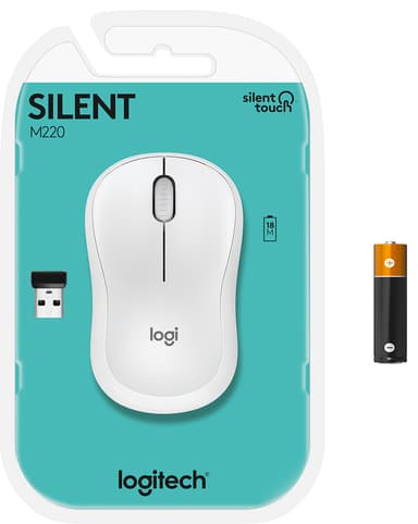 Logitech M220 Silent langaton hiiri (valkoinen)