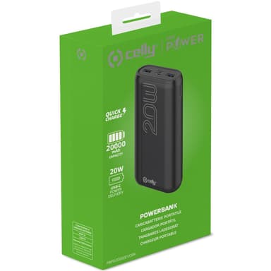 Celly PowerBank PD 20W 20 000 mAh Musta