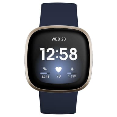 Fitbit Versa 3, Sykekellot Tummansininen/Vaaleankultainen