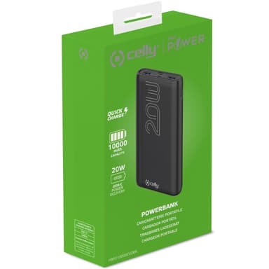Celly PowerBank PD 20W 10 000 mAh musta