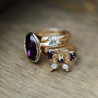 Bling Butterfly Ring 3-pakkaus Monivärinen