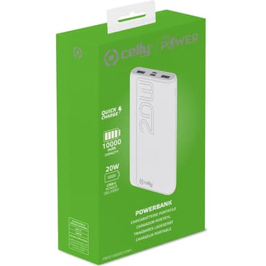 Celly PowerBank PD 20W 10 000 mAh valkoinen
