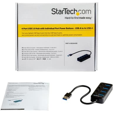StarTech.com HB30A4AIB, USB 3.2 Gen 1 (3.1 Gen 1) Type-A, USB 3.2 Gen 1 (3.1 Gen