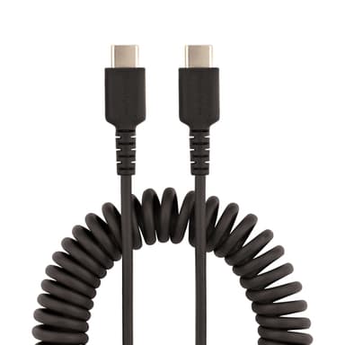 StarTech.com 50 cm USB C-laddningskabel, kraftig USB-C-spiralkabel för snabb la