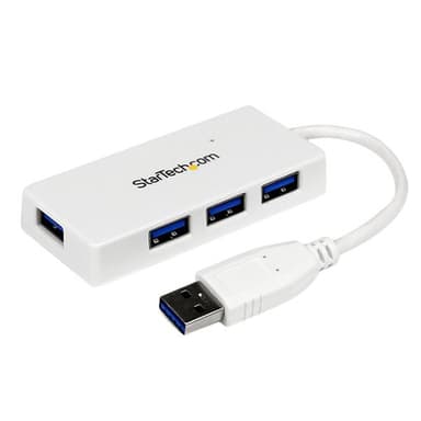 StarTech.com Bärbar SuperSpeed mini USB 3.0-hubb med 4 portar - 5Gbps - Vit, US