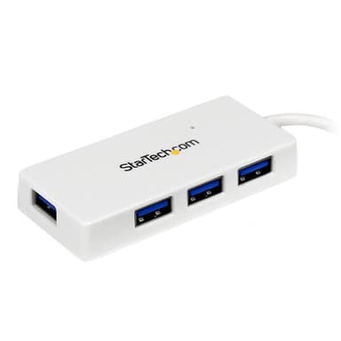 StarTech.com Bärbar SuperSpeed mini USB 3.0-hubb med 4 portar - 5Gbps - Vit, US