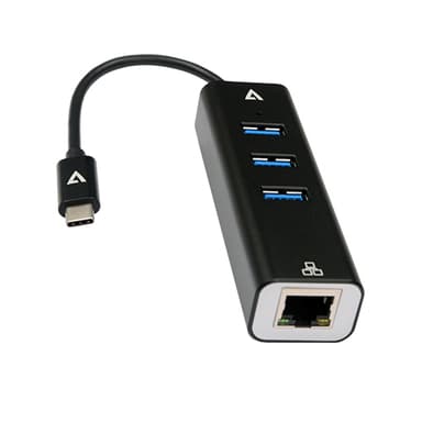 V7 V7UCRJ45USB3, USB Type-C, Svart, RJ-45, USB 3.2 Gen 1 (3.1 Gen 1) Type-A, Pol