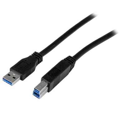 StarTech.com USB3CAB1M, 1 m, USB A, USB B, USB 3.2 Gen 1 (3.1 Gen 1), 5000 Mbit/s, Musta