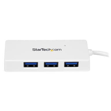 StarTech.com Bärbar SuperSpeed mini USB 3.0-hubb med 4 portar - 5Gbps - Vit, US