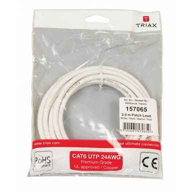 TRIAX Nettikaapeli CAT6 UTP PVC 3.0m Valkoinen