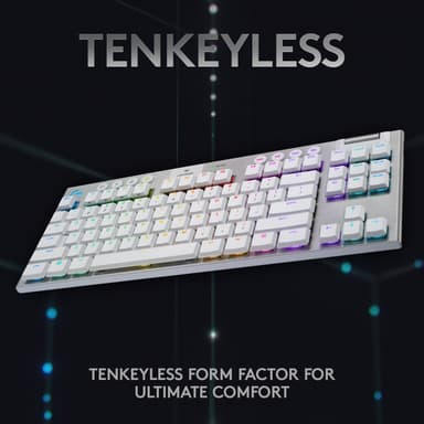 Logitech G915 Lightspeed tenkeyless langaton pelinäppäimistö (valkoinen)