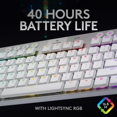 Logitech G915 Lightspeed tenkeyless langaton pelinäppäimistö (valkoinen)
