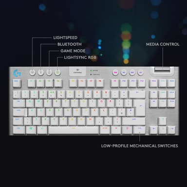Logitech G915 Lightspeed tenkeyless langaton pelinäppäimistö (valkoinen)