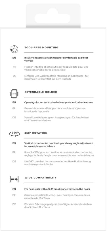 Xqisit tablettiteline autoistuimeen (musta)