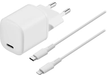 Sandstrøm 20W USB-C laturi + Lightning kaapeli
