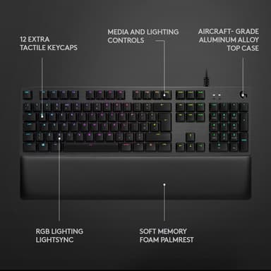 Logitech G513 pelinäppäimistö  (Romer-G Linear kytkimet)