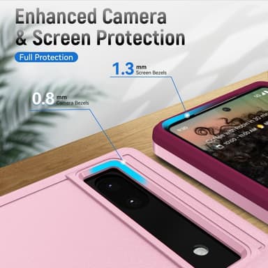 Google Pixel 6A iskunkestävä TPU+PC Kickstand -puhelinkotelo autoteline metallilevy - vaaleanpunainen