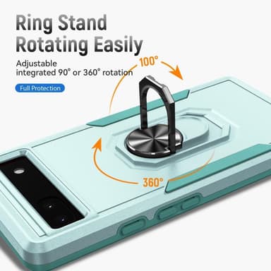 Google Pixel 6A iskunkestävä TPU+PC Kickstand -puhelinkotelo autoteline metallilevy -