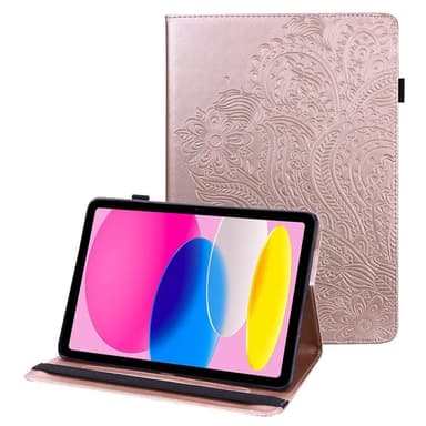 iPad 10.9 (2022) -tablettikotelon kannen kukkapainatus - ruusukulta
