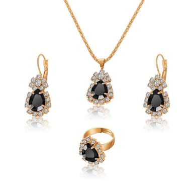 Bling Zircon Kaulakoru Korvakorut Sormussetti Musta