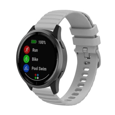 Klockarmband silikon Harmaa 22 mm Samsung Galaxy Watch 3 45 mm/Gear S3 Classic, Huawei watch GT Runner/GT2 Pro, Huami amazfit GTR 3, Garmin Venu 2, Fossil Gen 5 Carlyle /Julianna