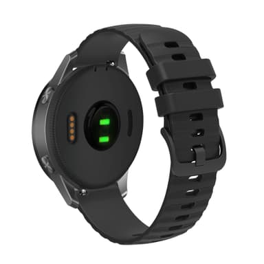 Kellon hihna silikonia Musta 20 mm Samsung Galaxy Watch 5/4 40mm 44mm/Gear Sport, Huawei Watch GT3 42 mm, Honor Watch SE, Huami Amazfit GTS 3,Garmin Forerunner 158/55/245/645/Venu Sq