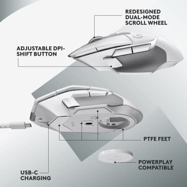 Logitech G502 X Lightspeed langaton pelihiiri (valkoinen)