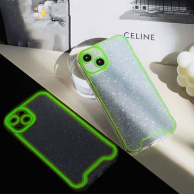 Pimeässä hohtava Glitter Mobile -suojus Vihreä iPhone 14 Pro Max