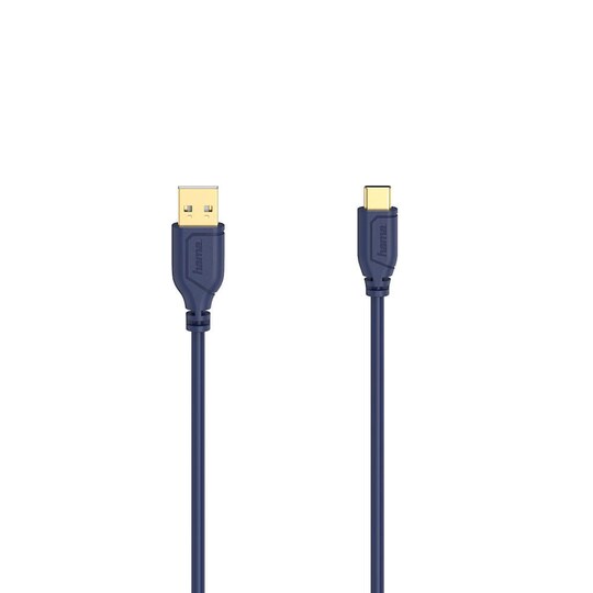 HAMA Cable USB-C Flexi-Slim USB-A-USB-C Gold Blue 0.75m