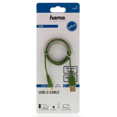 HAMA Cable USB-C Flexi-Slim USB-A-USB-C Gold Green 0.75m
