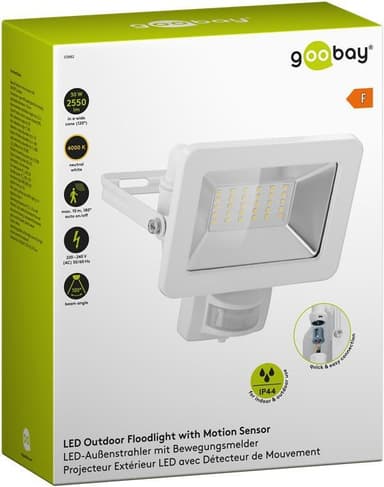 Goobay LED-kohdevalo ulkokäyttöön, 30 W, liiketunnistimella