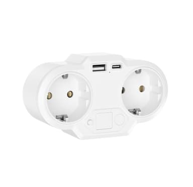 2-napainen seinäpistorasia USB- ja USB-C-liittimellä valkoinen