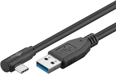 USB-C™–USB-A 3.0 -kaapeli, 90°, musta