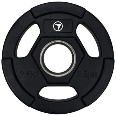 FitNord Weight Plate Tri Grip Black 50 mm Kappale, Levypainot Kumipäällyste 2,5 kg