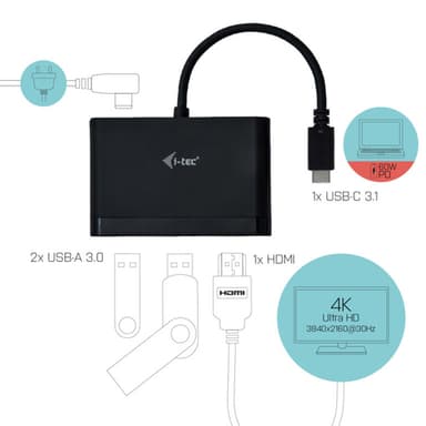 i-tec C31DTPDHDMI, USB 3.2 Gen 1 (3.1 Gen 1) Type-C, HDMI, USB 3.2 Gen 1 (3.1 Ge
