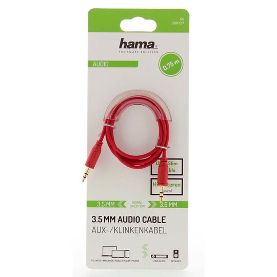 HAMA Cable Audio Flexi-Slim 3.5mm-3.5mm Gold Red 0.75m