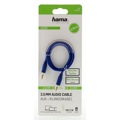 HAMA Cable Audio Flexi-Slim 3.5mm-3.5mm Gold Blue 0.75m