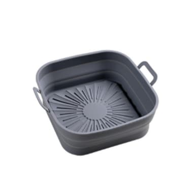 Kokoontaittuva neliön muotoinen Air Fryer silikonimuotti 17,5 cm Harmaa