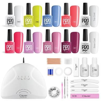 CLAVIER Premium geelilakkasetti 48 W kynsienkuivaimella, väreillä ja lisävarusteilla - Your Nails Studio Starter Premium Kit Set